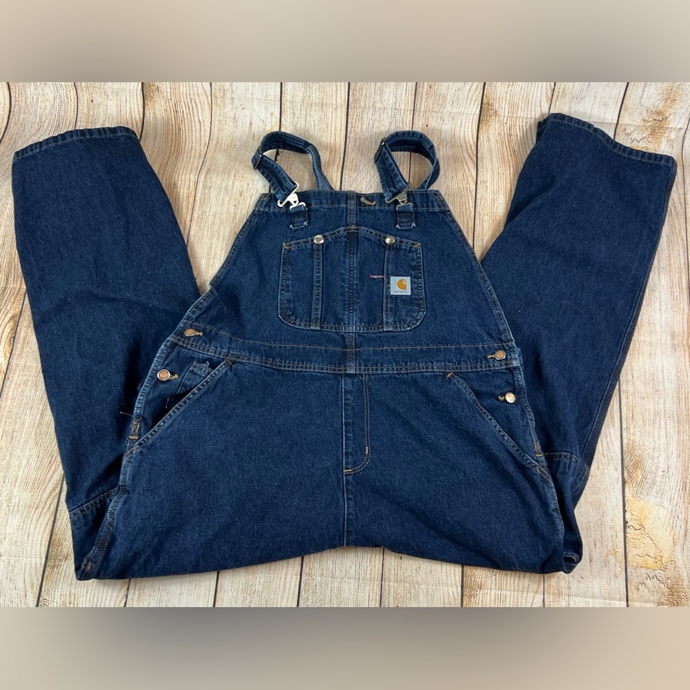 Women’s Carhartt Work Bib Overalls Carpenter 20x30 Blue Denim WR007 HDK